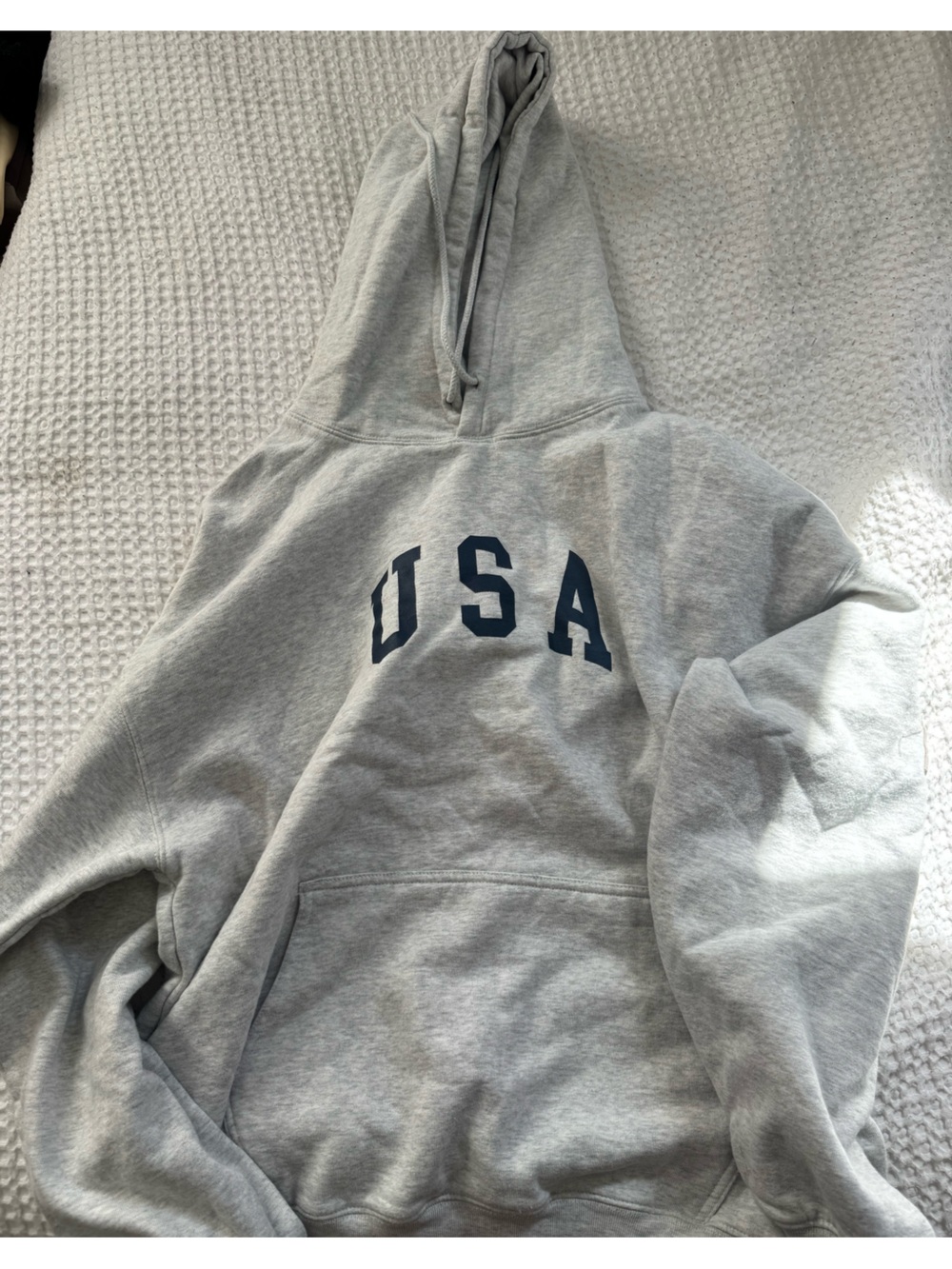 Brandy Melville Gray Crewneck Sweatshirt with Navy 'USA' Lettering